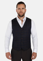 Spruce Blue Flannel Windowpane Vest - SARTORO154