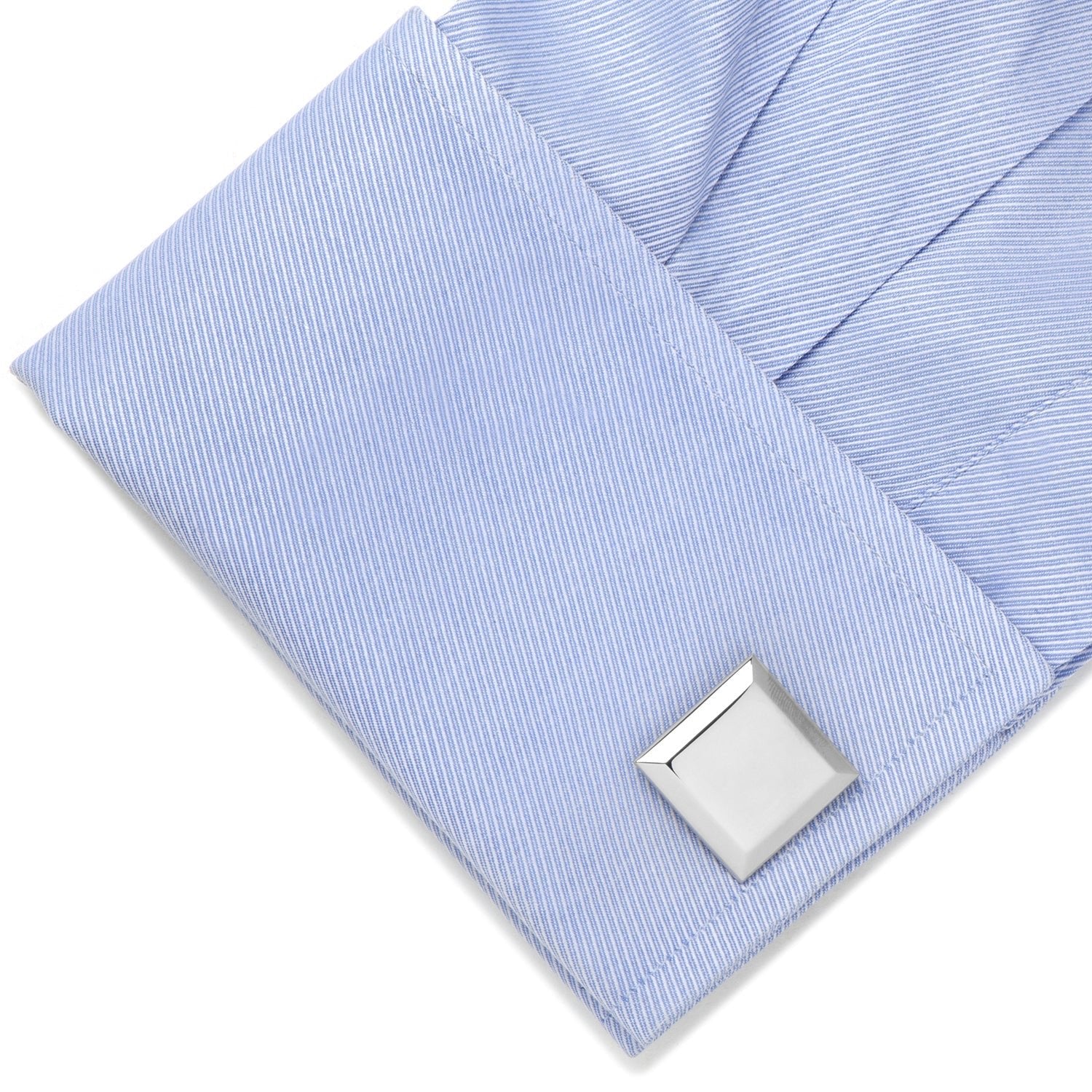Stainless Steel Beveled Square Engravable Cufflinks and Tie Bar Gift Set - SARTORO479