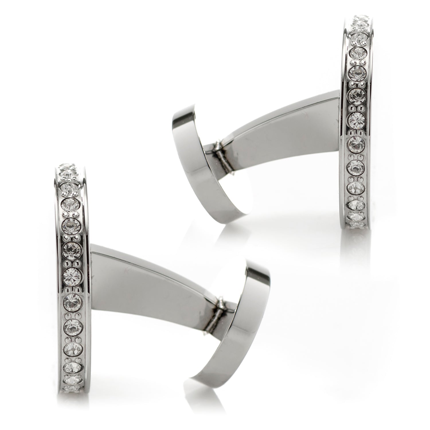 Stainless Steel Engravable Pave Edge Cufflinks - SARTORO818