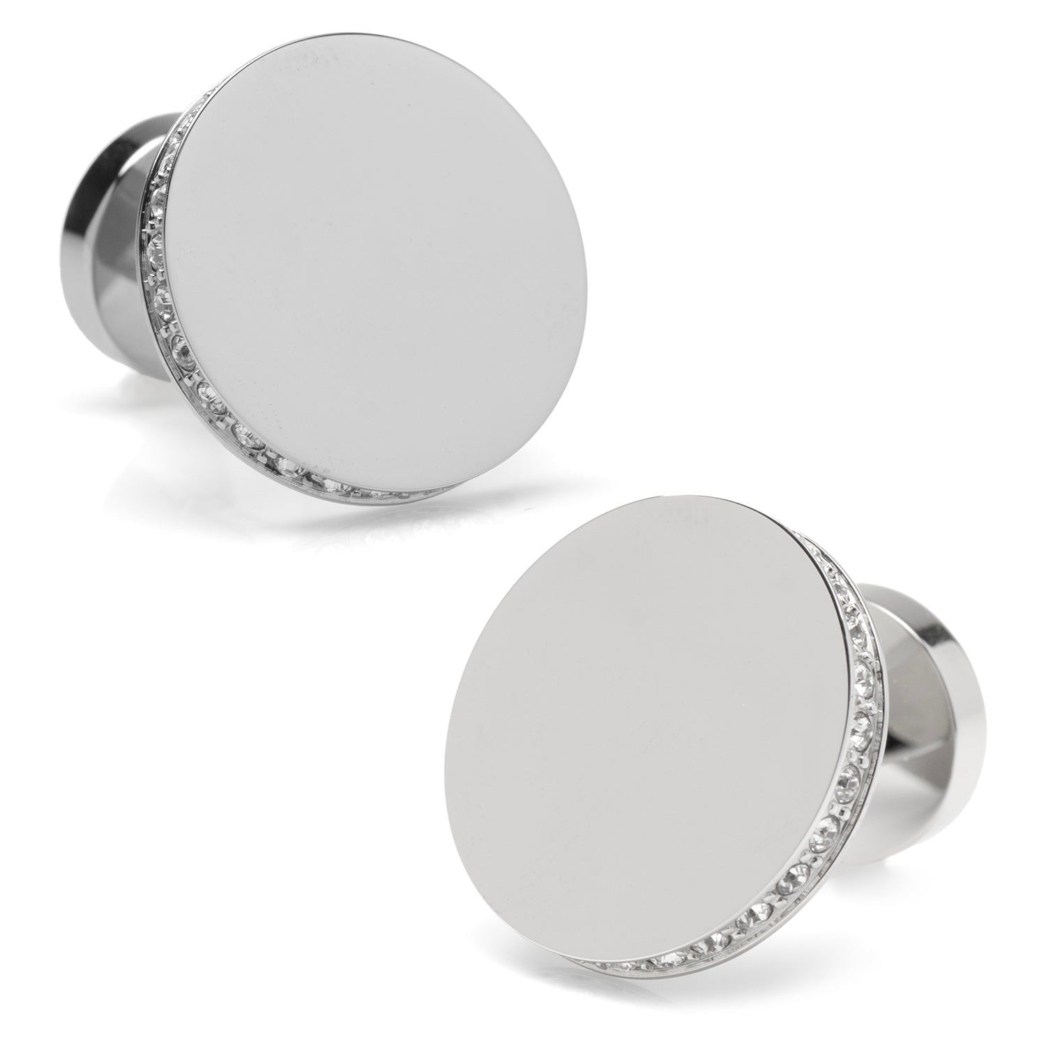 Stainless Steel Engravable Pave Edge Cufflinks - SARTORO154