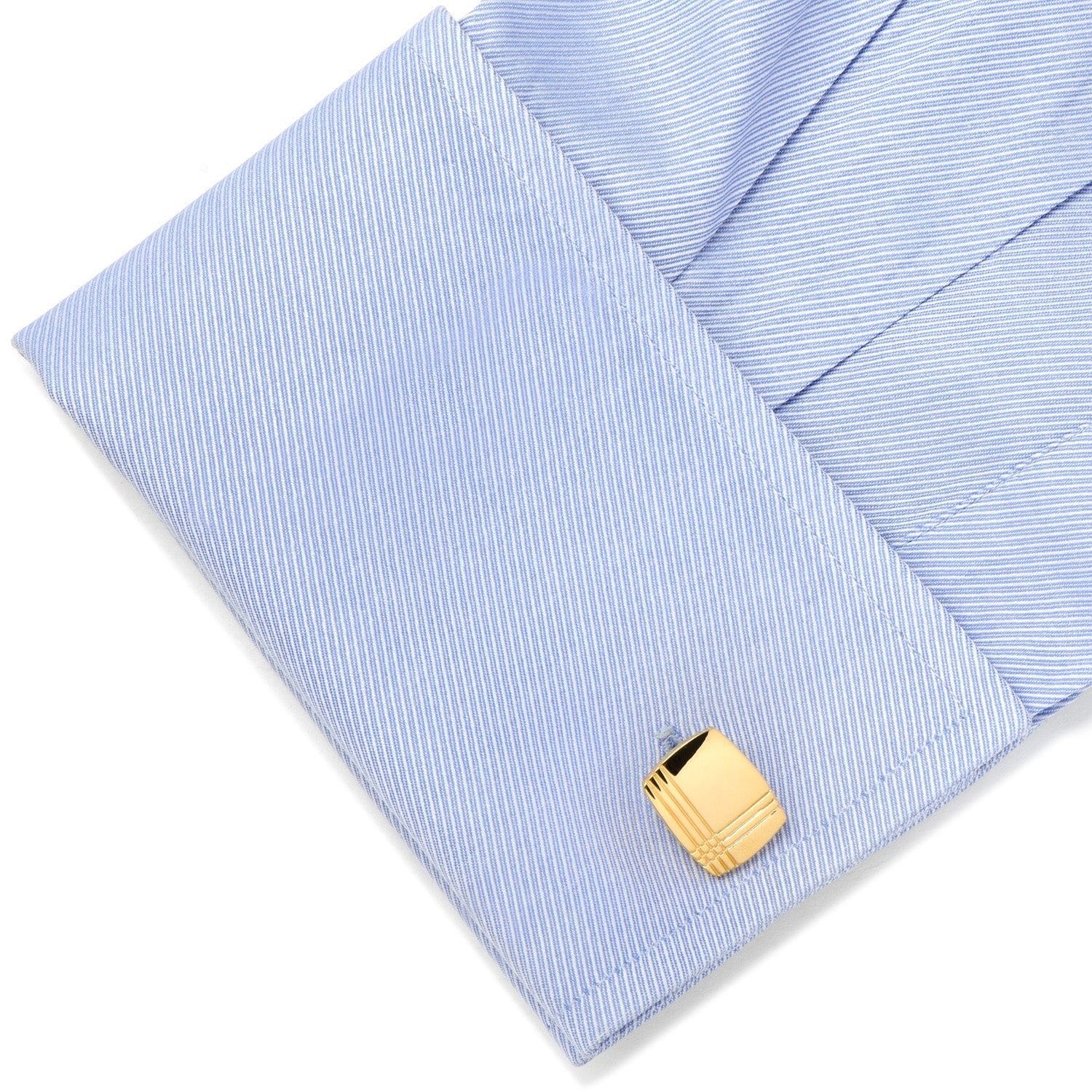 Stainless Steel Gold Tartan Plaid Cufflinks - SARTORO335