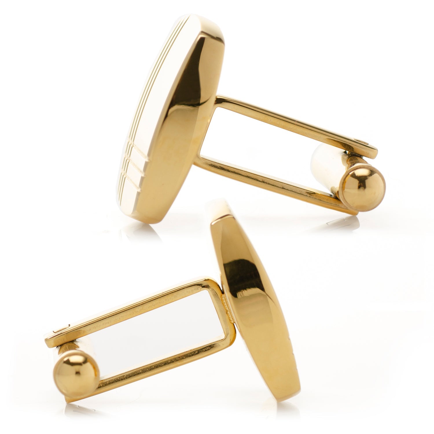 Stainless Steel Gold Tartan Plaid Cufflinks - SARTORO281