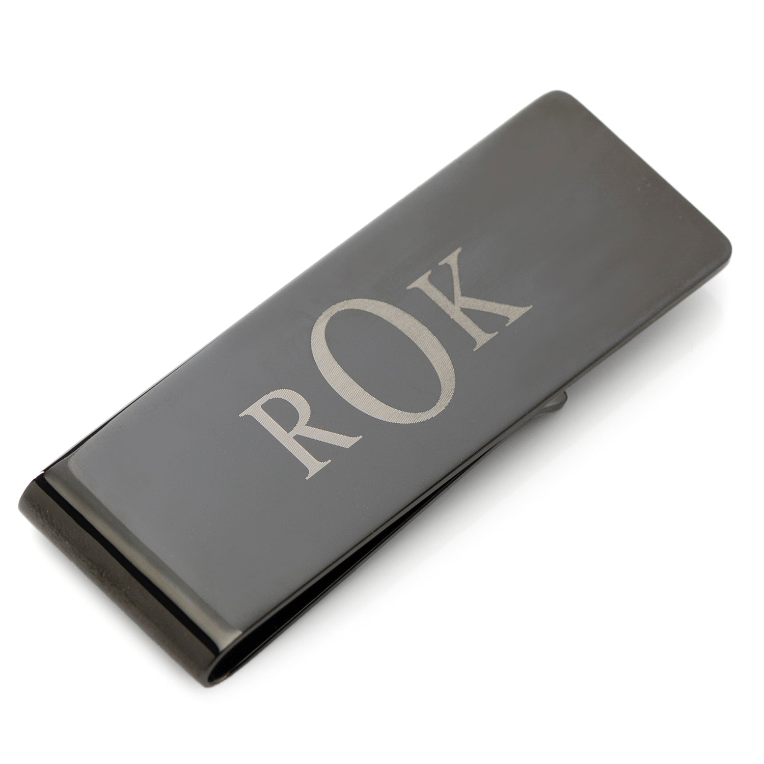 Stainless Steel Gunmetal Engravable Money Clip - SARTORO981