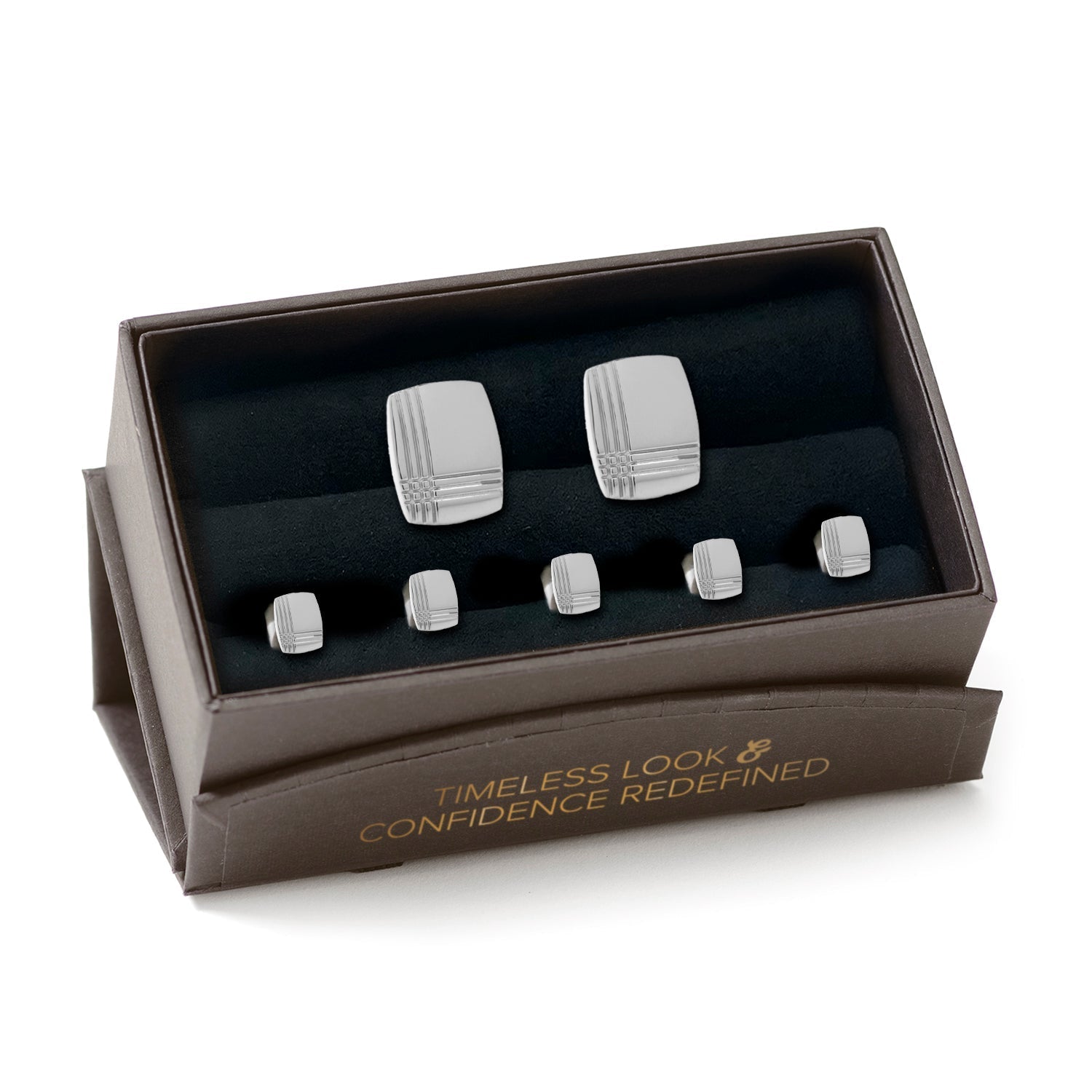 Stainless Steel Tartan Plaid 5-Stud Set - SARTORO296