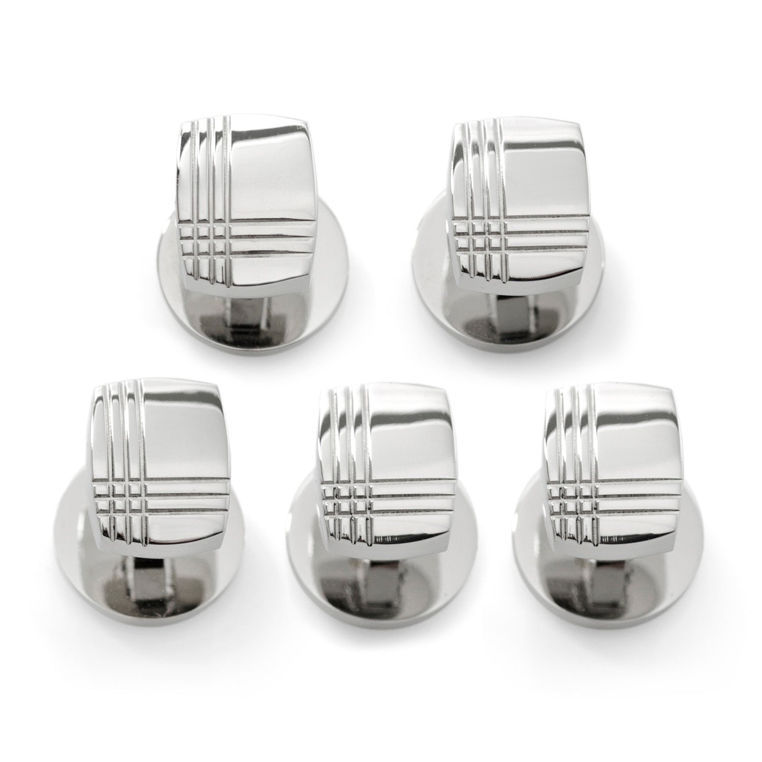 Stainless Steel Tartan Plaid 5-Studs273