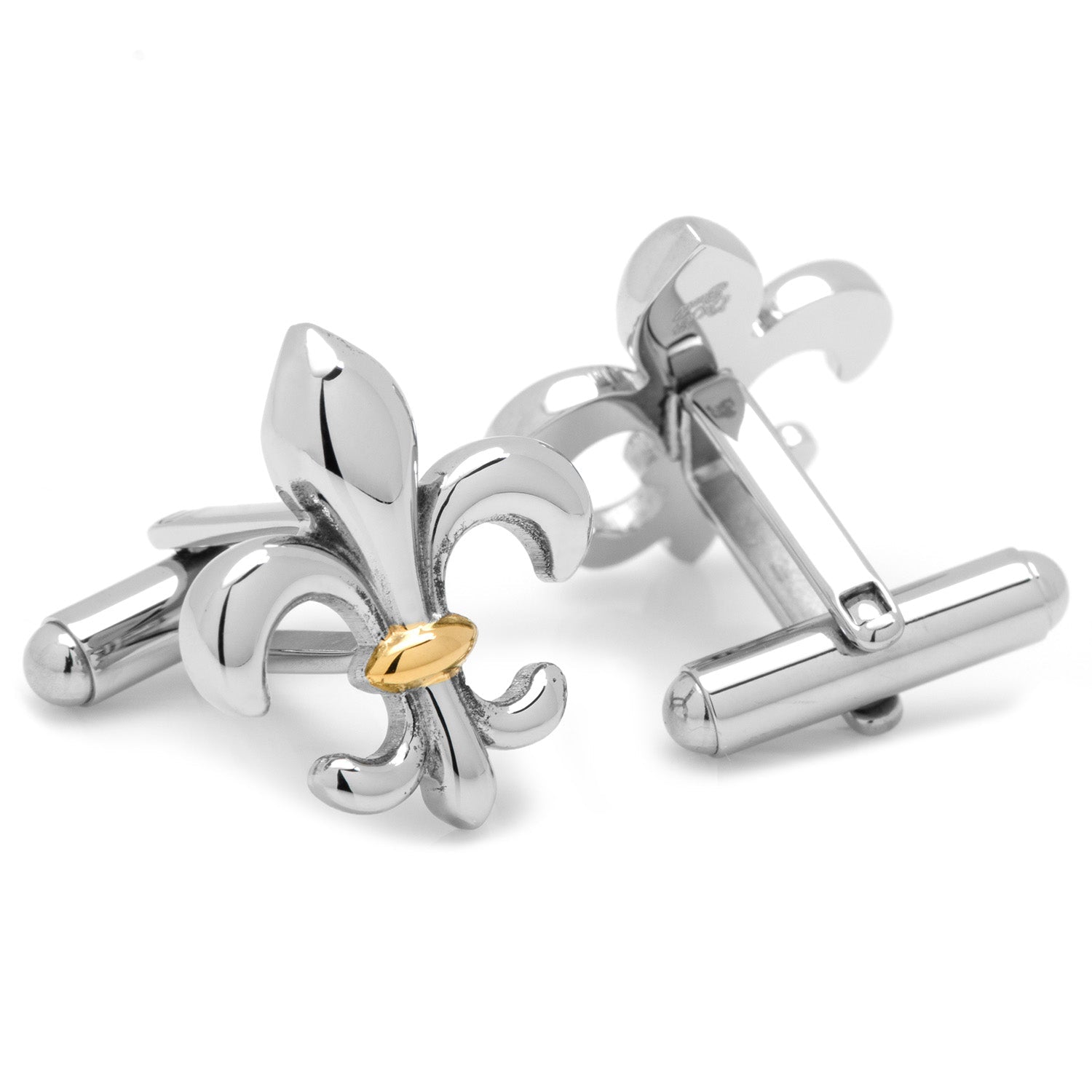 Stainless Steel Two-Tone Fleur De Lis Cufflinks - SARTORO407