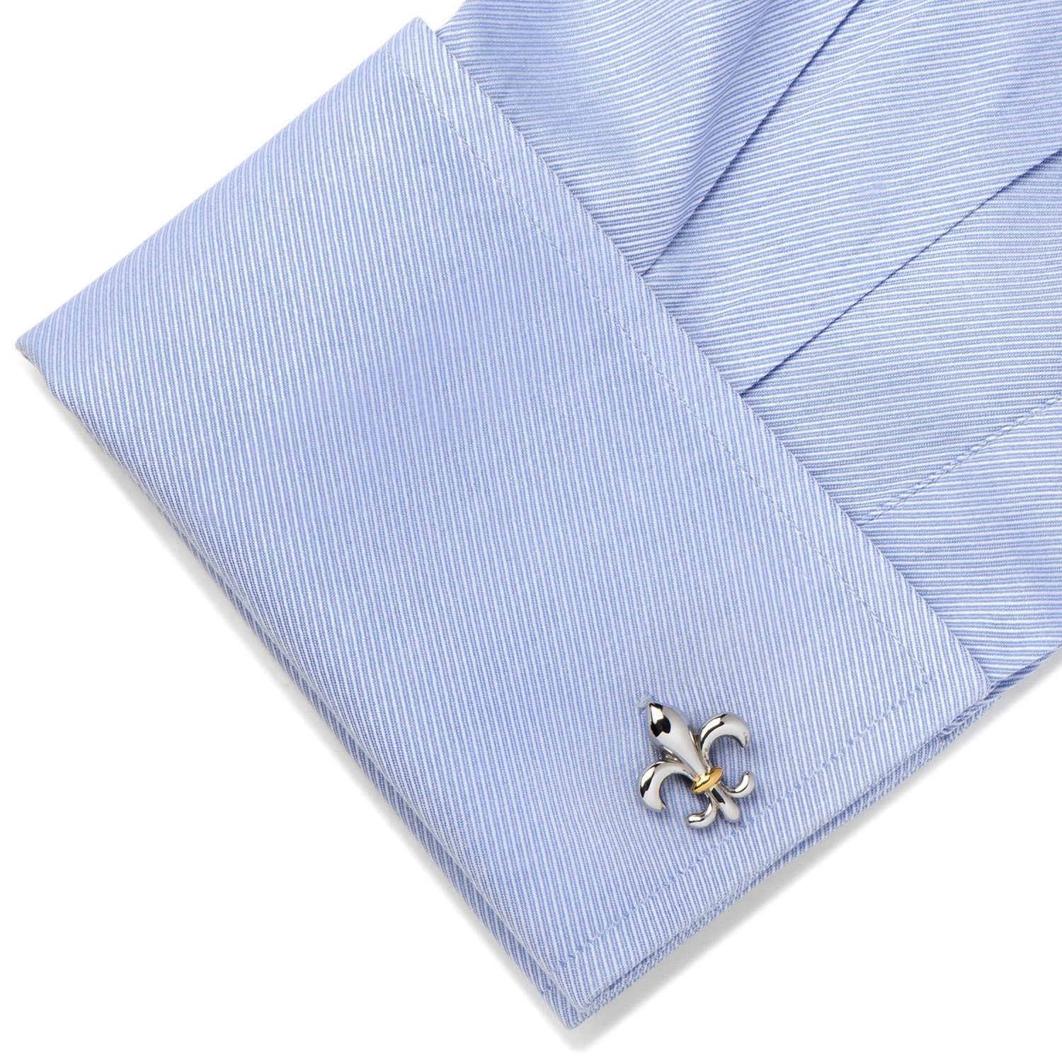 Stainless Steel Two-Tone Fleur De Lis Cufflinks - SARTORO710
