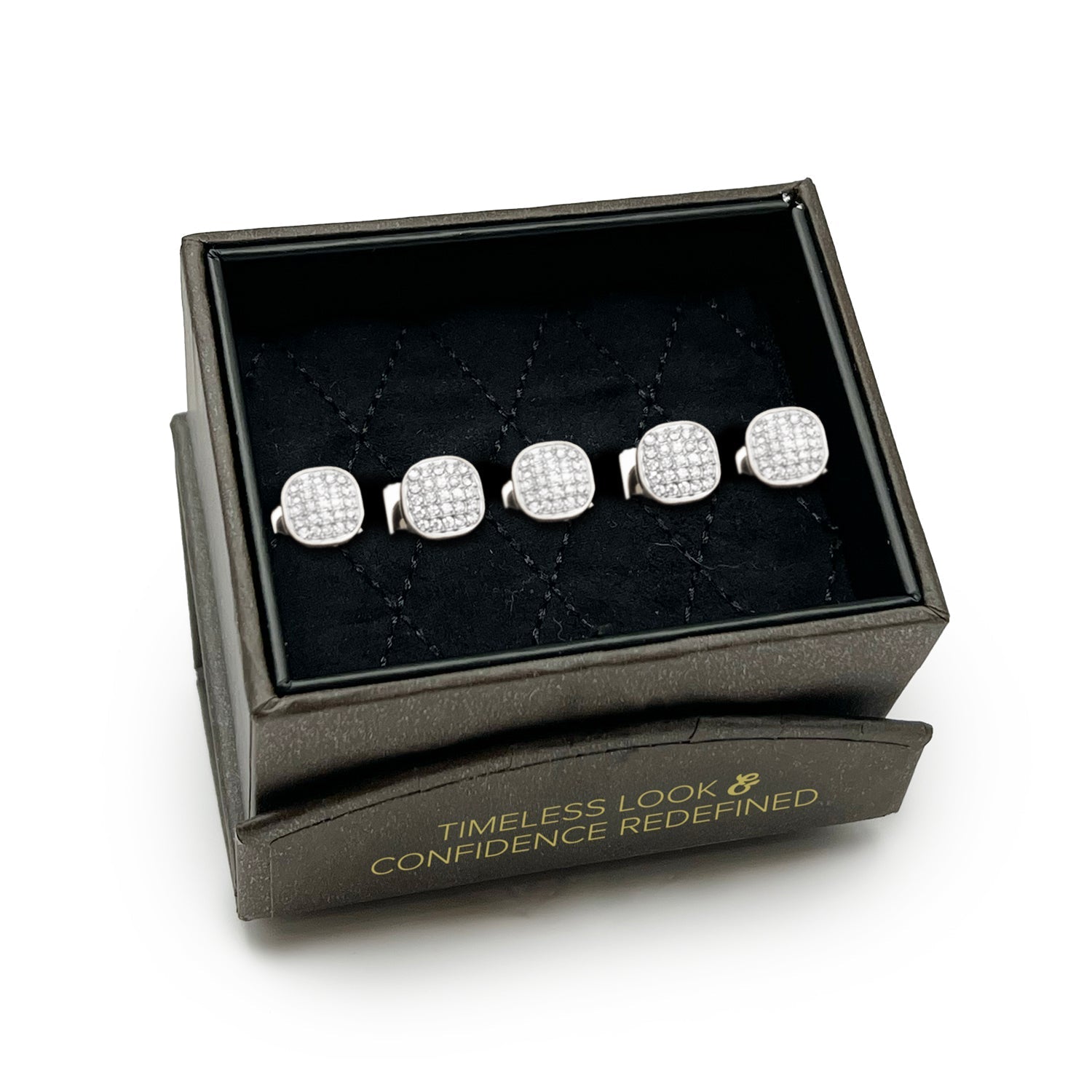 Stainless Steel White Pave Crystal 5-Studs - SARTORO500