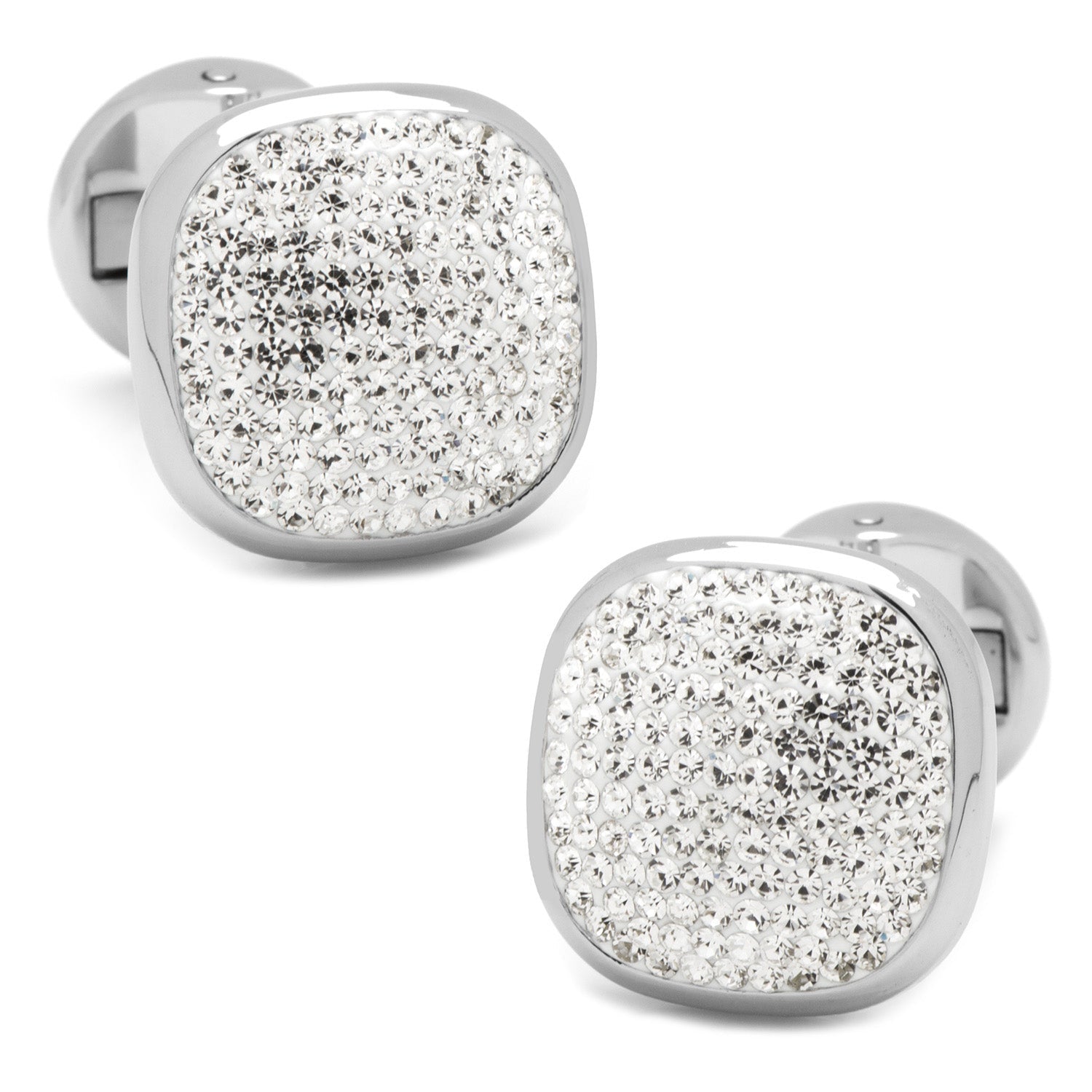 Stainless Steel White Pave Crystal Cufflinks730