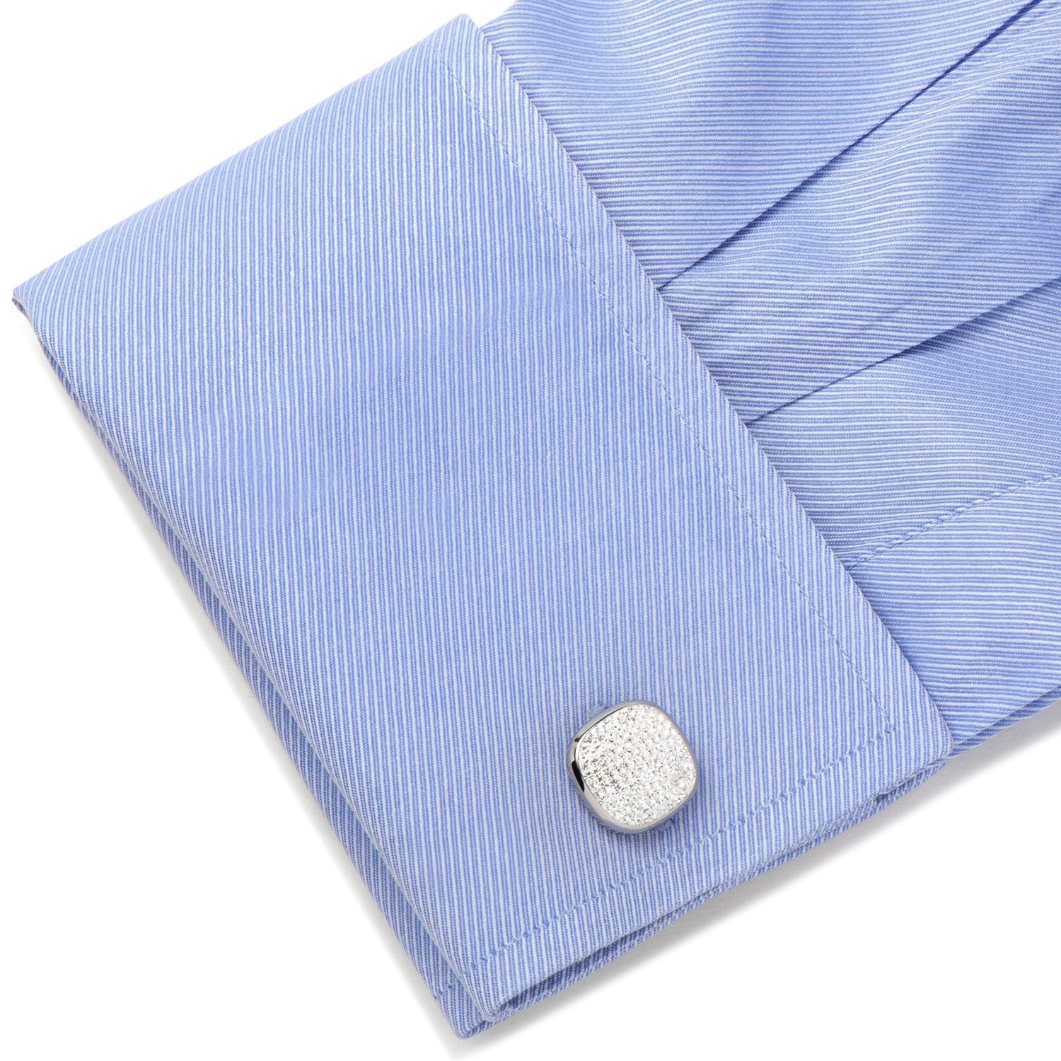 Stainless Steel White Pave Crystal Cufflinks - SARTORO422