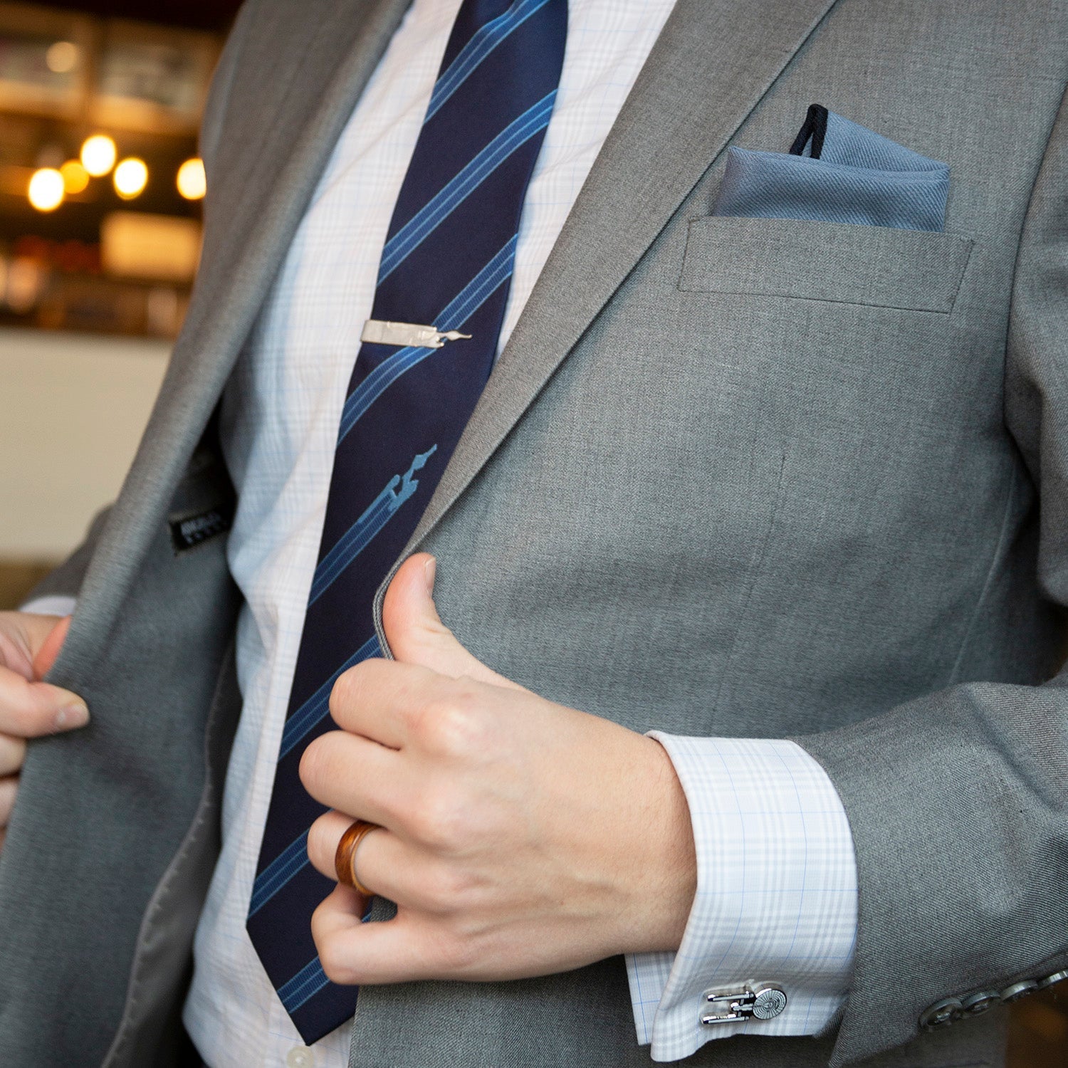Star Trek Enterprise Flight Blue Stripe Men's Tie - SARTORO72
