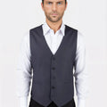 Steel Grey Twill Vest - SARTORO