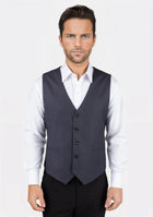 Steel Grey Twill Vest - SARTORO194
