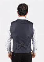 Steel Grey Twill Vest - SARTORO579