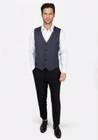 Steel Grey Twill Vest - SARTORO161