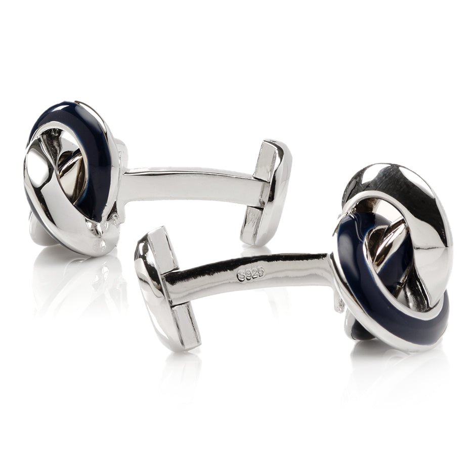Sterling Blue Enamel Knot Cufflinks - SARTORO973