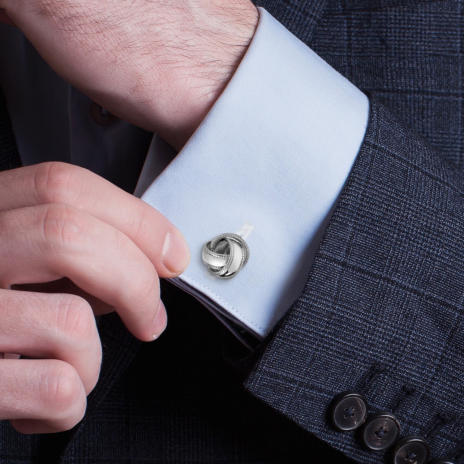 Sterling Silver Braided Knot Cufflinks - SARTORO287