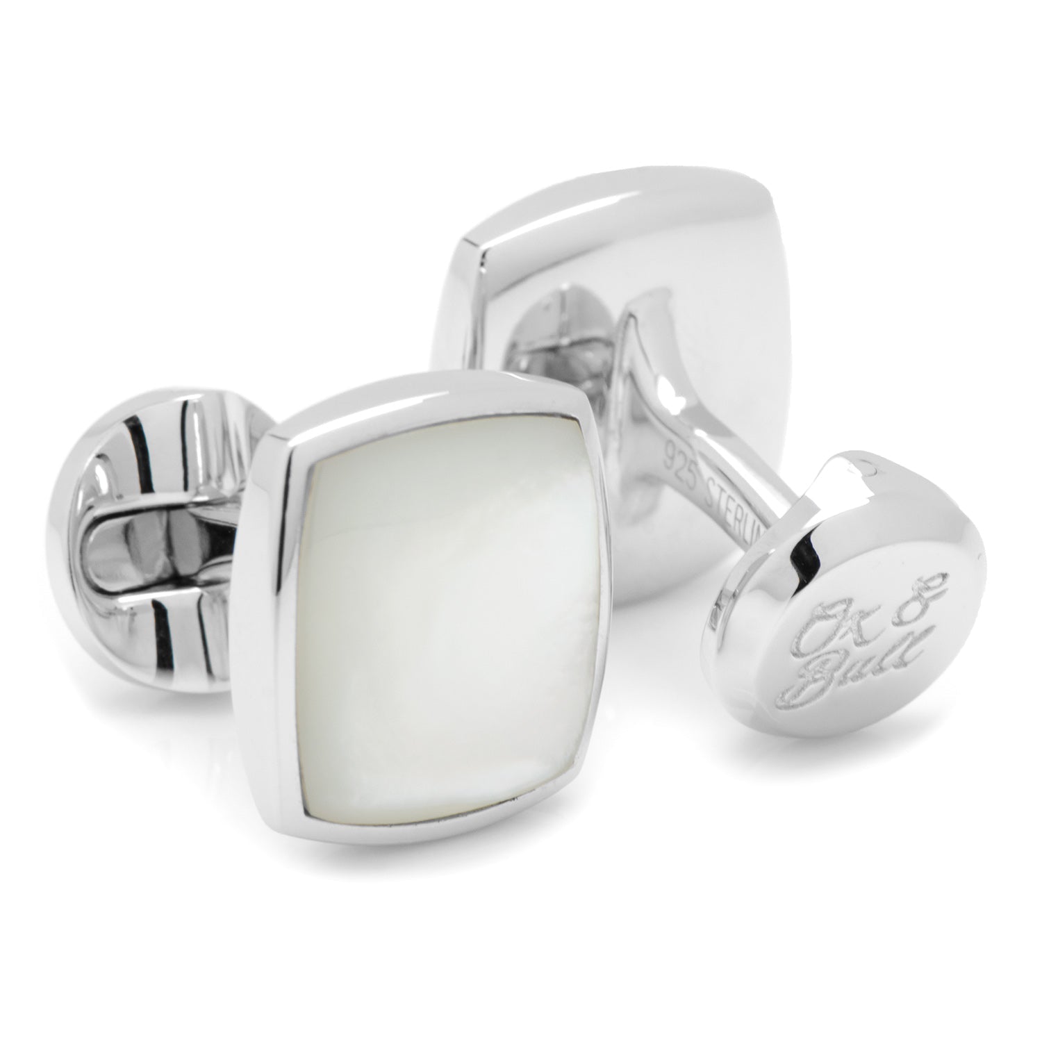 Sterling Silver Classic Cushion Mother of Pearl Cufflinks - SARTORO159