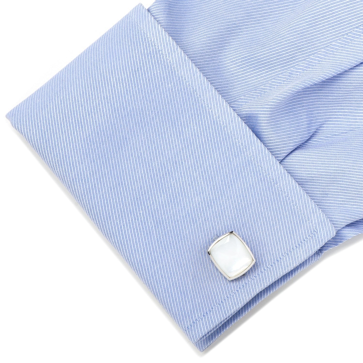 Sterling Silver Classic Cushion Mother of Pearl Cufflinks - SARTORO719