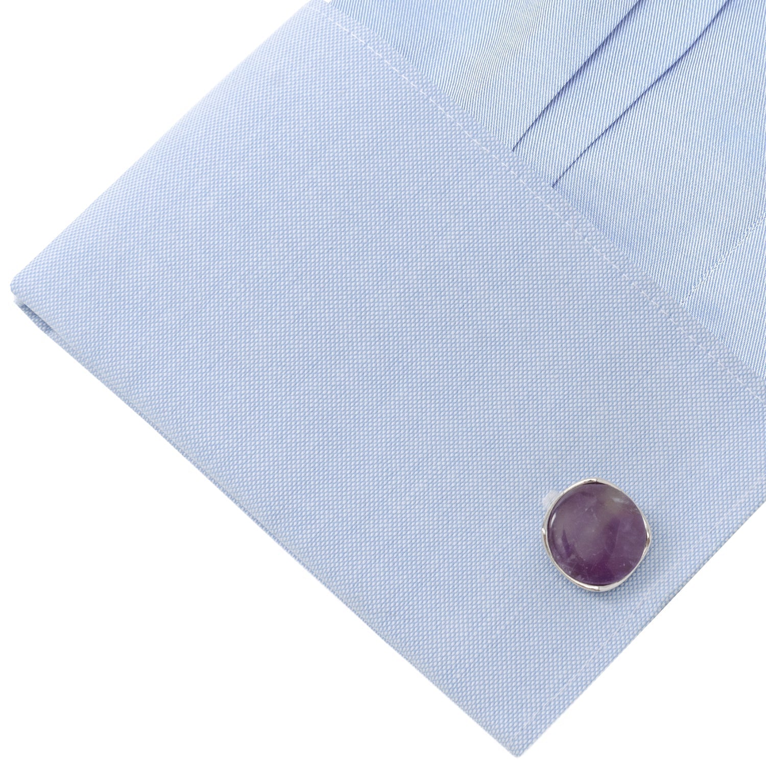 Sterling Silver Classic Formal Amethyst Cufflinks - SARTORO4