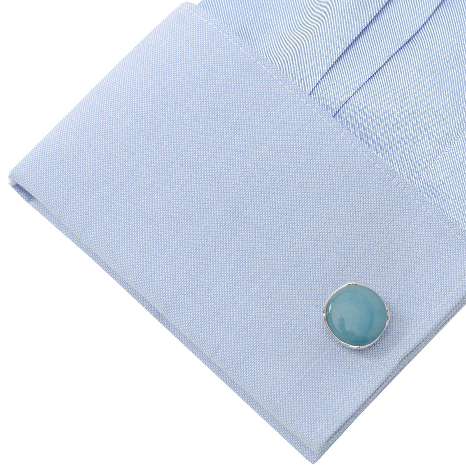 Sterling Silver Classic Formal Aquamarine Jade Cufflinks - SARTORO730