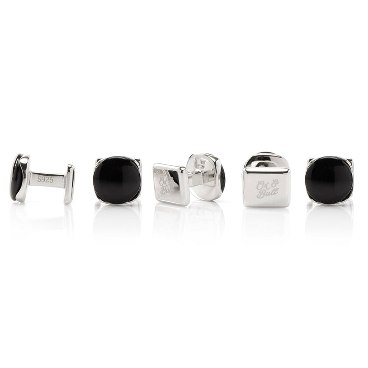 Sterling Silver Classic Formal Black Onyx 5-Studs - SARTORO700