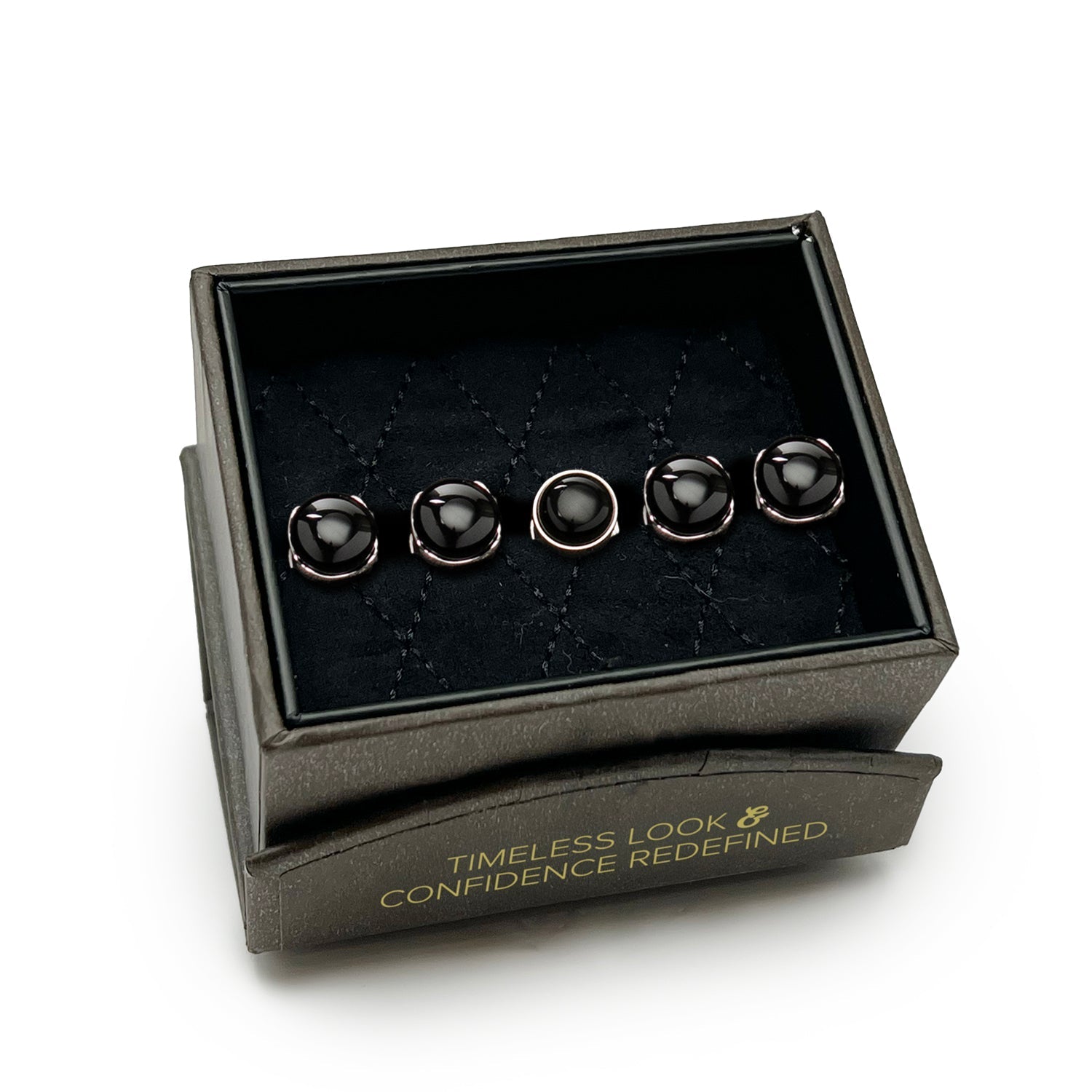 Sterling Silver Classic Formal Black Onyx 5-Studs - SARTORO202