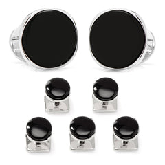 Sterling Silver Classic Formal Onyx 5-Stud Set - SARTORO