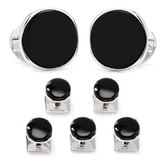 Sterling Silver Classic Formal Onyx 5-Stud Set - SARTORO