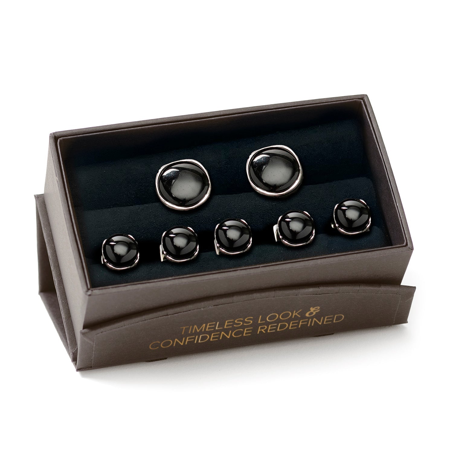 Sterling Silver Classic Formal Onyx 5-Stud Set - SARTORO100