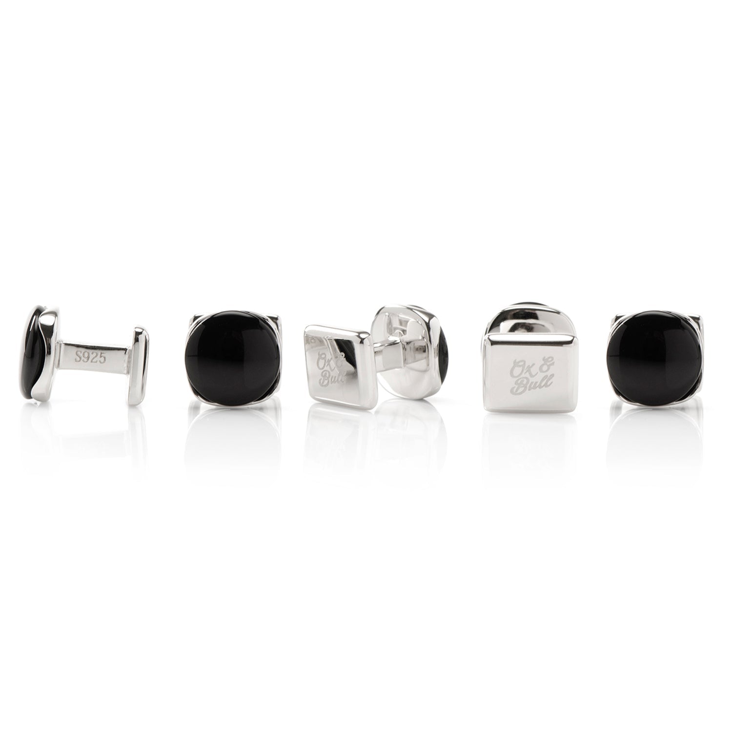 Sterling Silver Classic Formal Onyx 5-Stud Set - SARTORO202