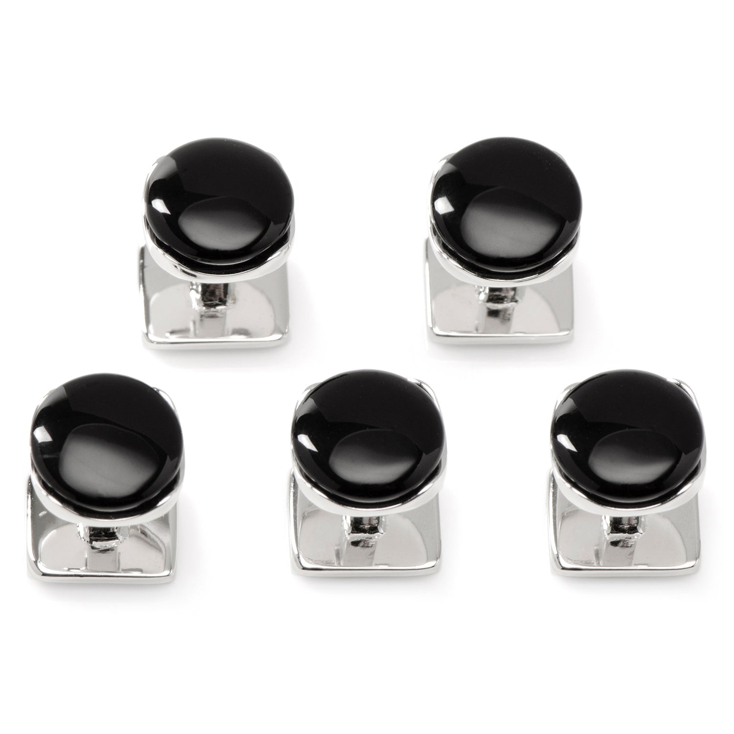 Sterling Silver Classic Formal Onyx 5-Stud Set - SARTORO339