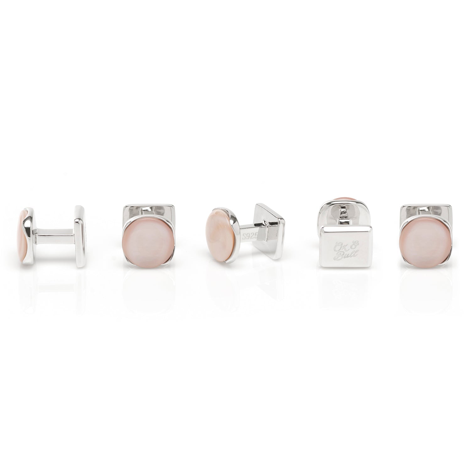 Sterling Silver Classic Formal Pink Mother of Pearl 5-Stud Set - SARTORO869