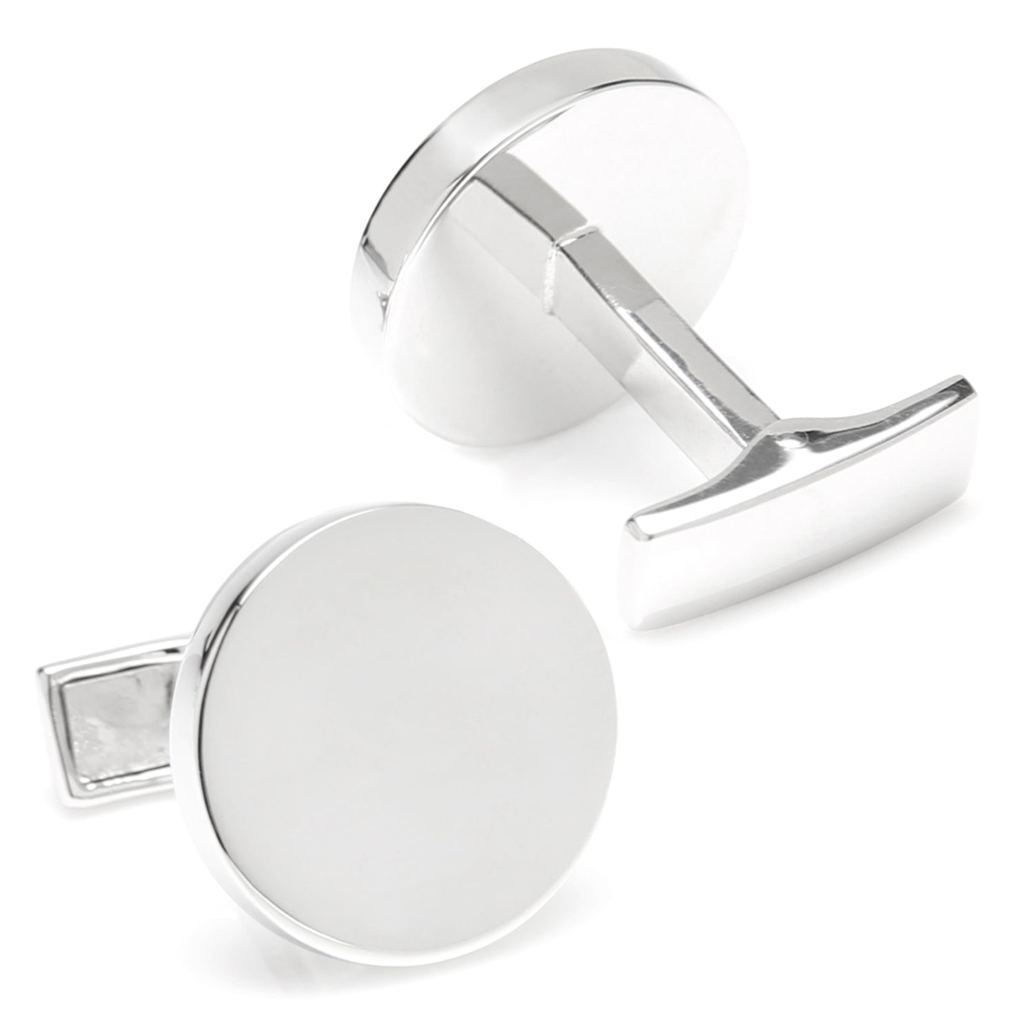 Sterling Silver Infinity Edge Round Engravable Cufflinks - SARTORO41