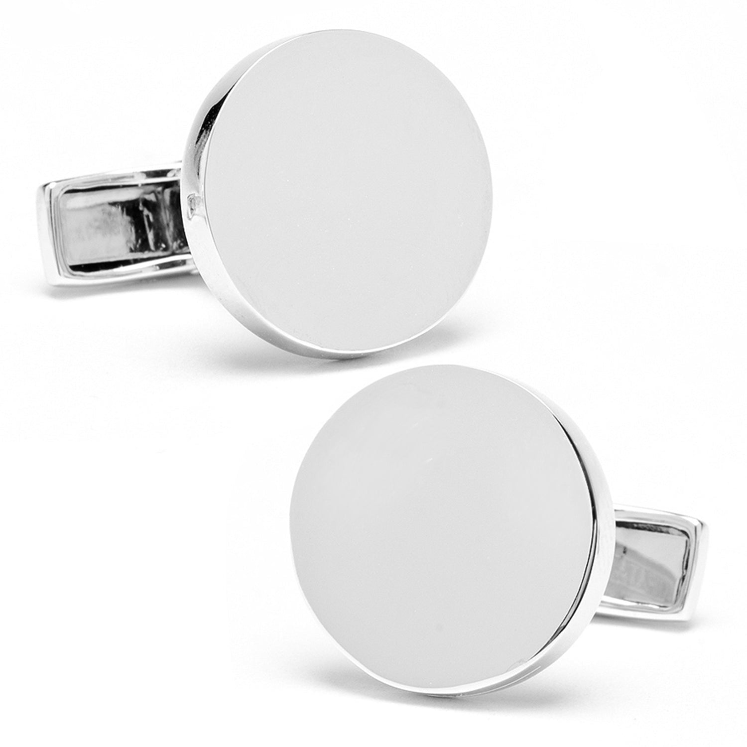 Sterling Silver Infinity Edge Round Engravable Cufflinks - SARTORO382
