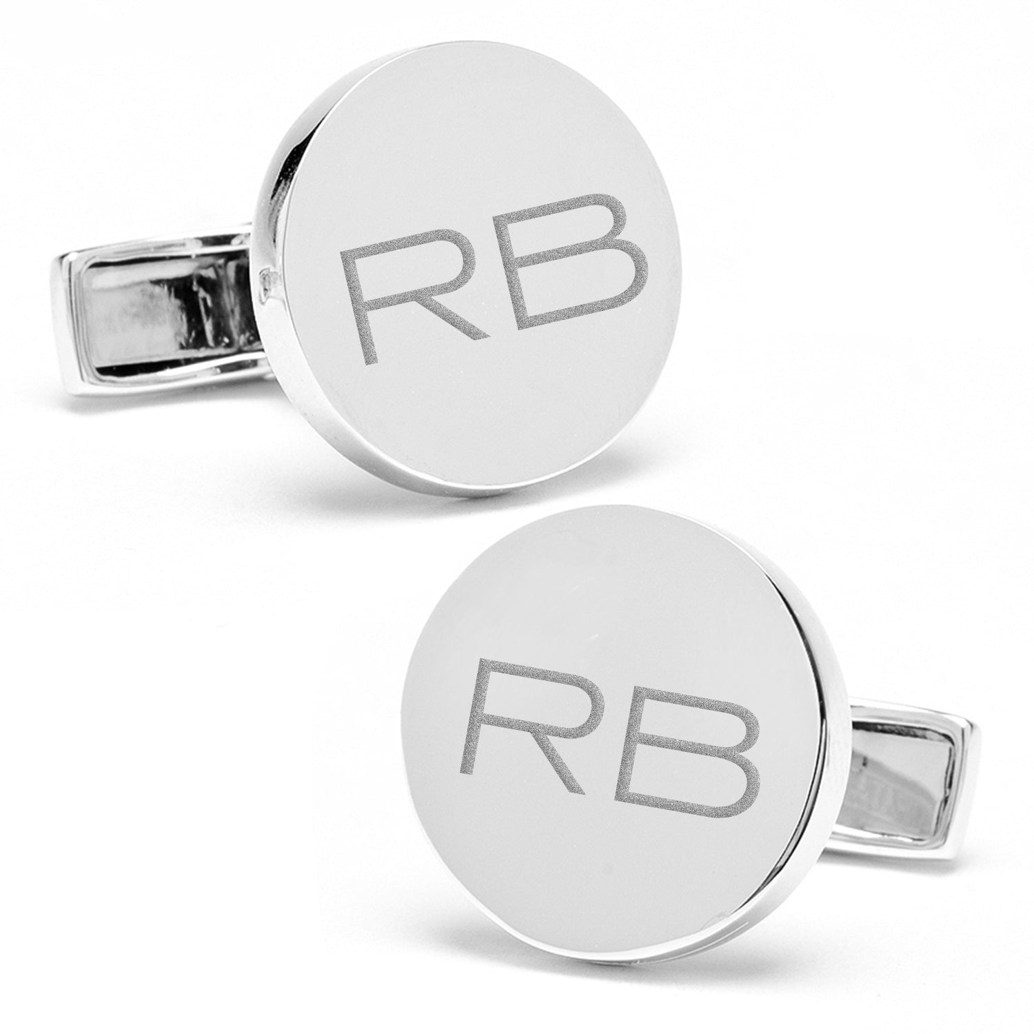 Sterling Silver Infinity Edge Round Engravable Cufflinks - SARTORO109