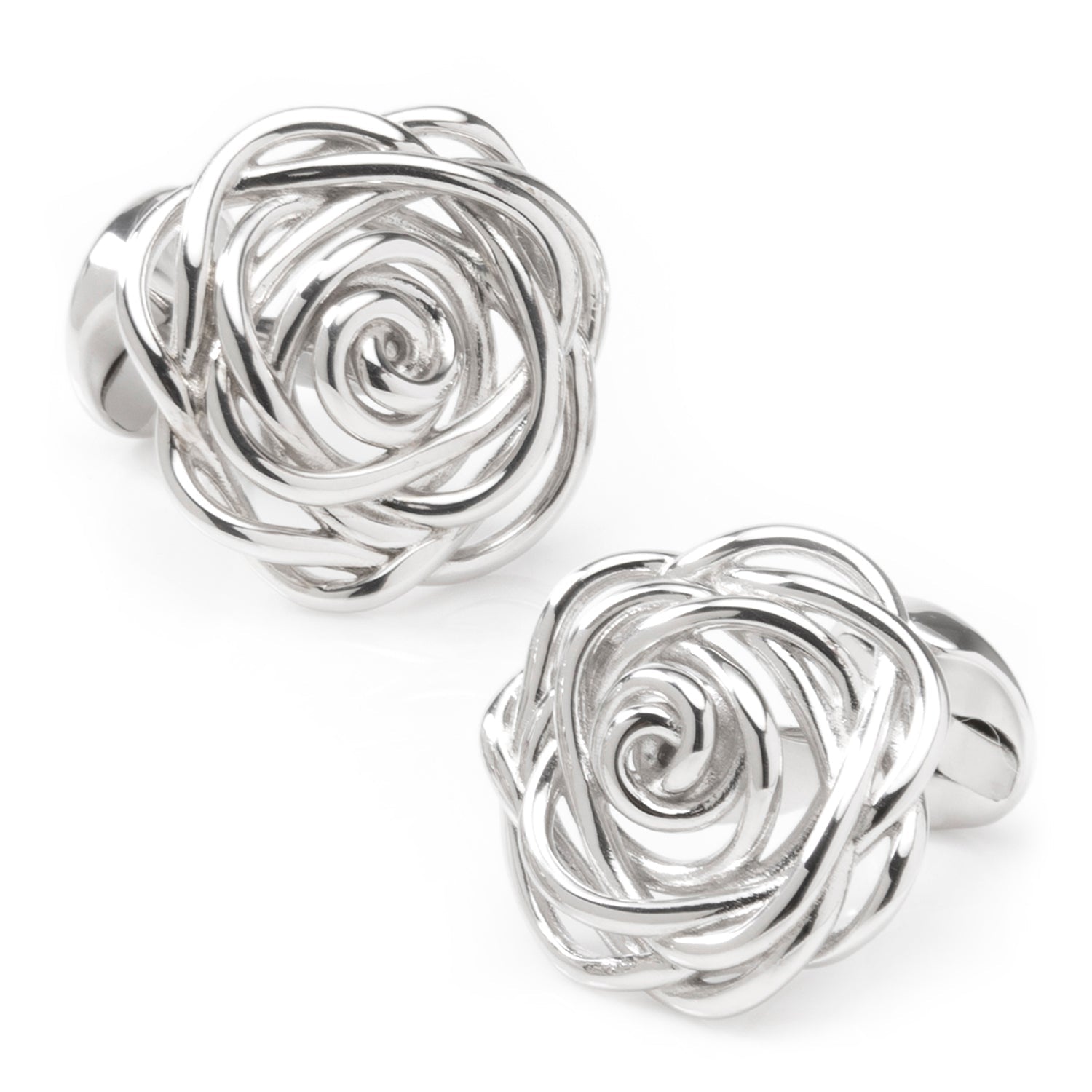 Sterling Silver Rhodium Plated Rose Cufflinks417