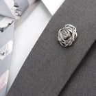 Sterling Silver Rhodium Plated Rose Lapel Pin - SARTORO378