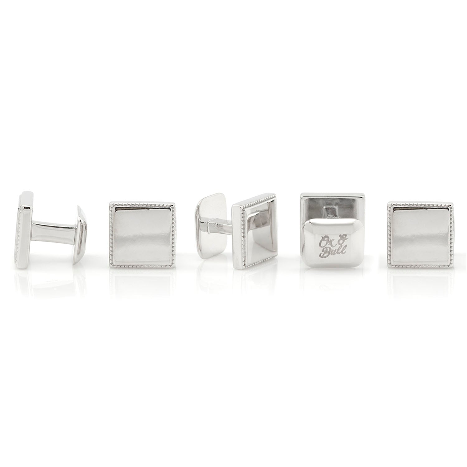 Sterling Silver Rope Square 5-Studs - SARTORO361