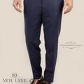 Stratos Blue Sharkskin Pants - SARTORO