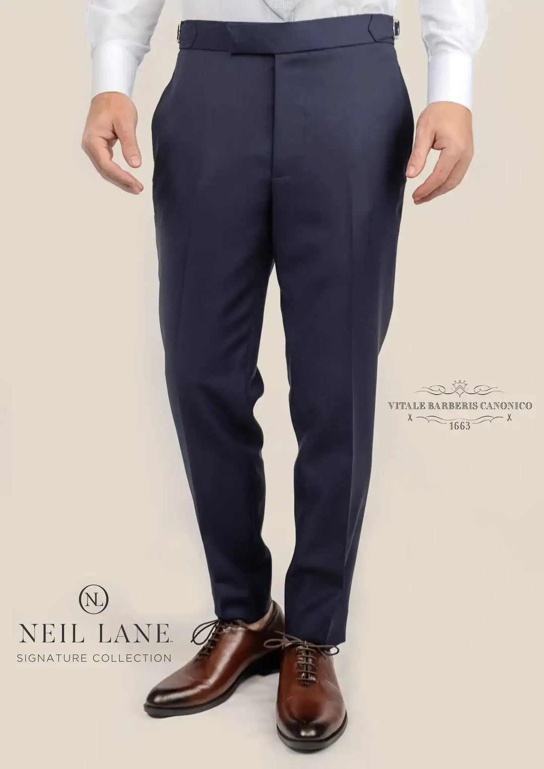 Stratos Blue Sharkskin Pants - SARTORO