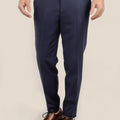 Stratos Blue Sharkskin Pants - SARTORO