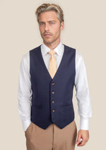 Stratos Blue Sharkskin Vest - SARTORO