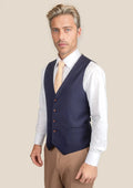 Stratos Blue Sharkskin Vest - SARTORO