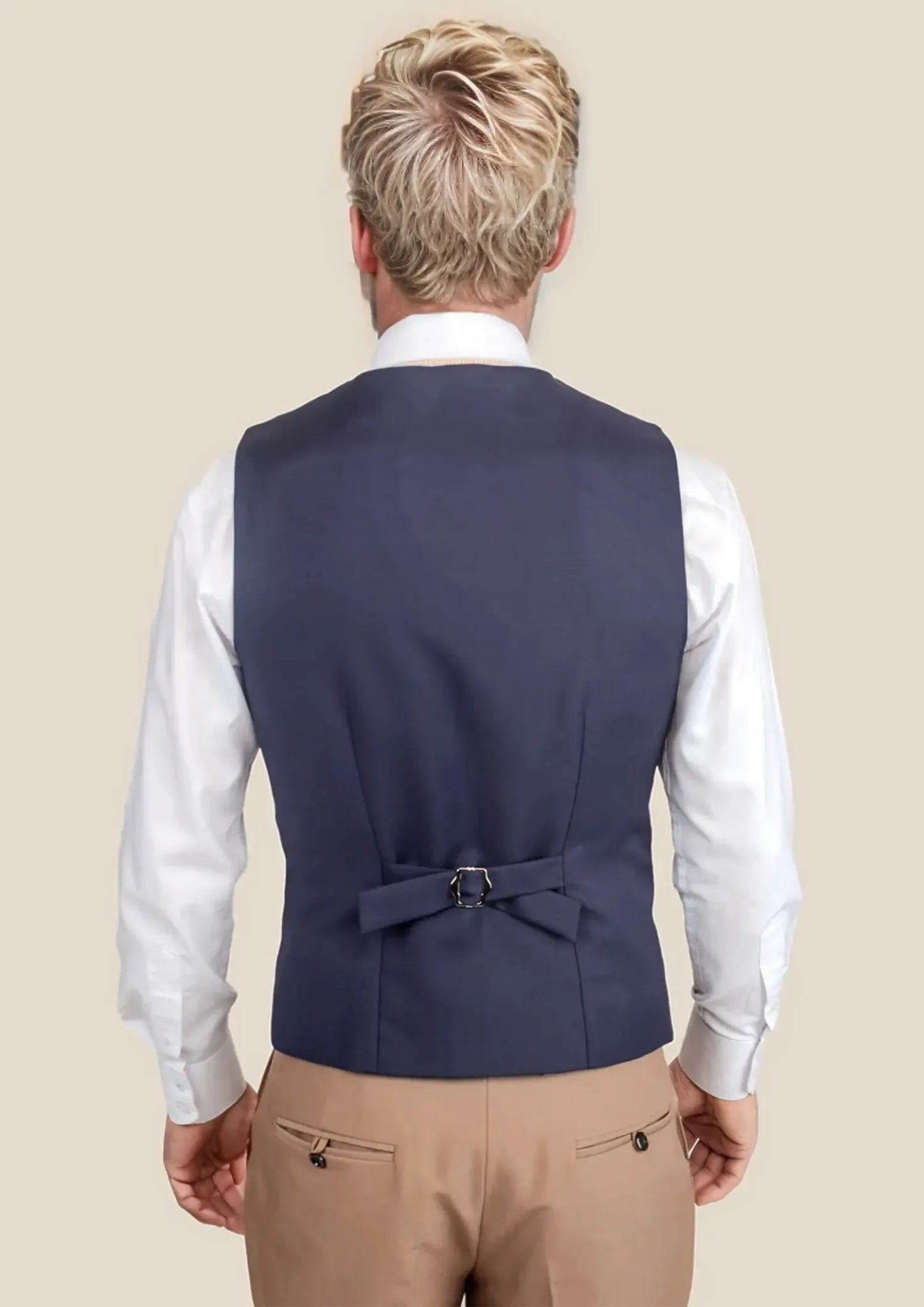 Stratos Blue Sharkskin Vest - SARTORO
