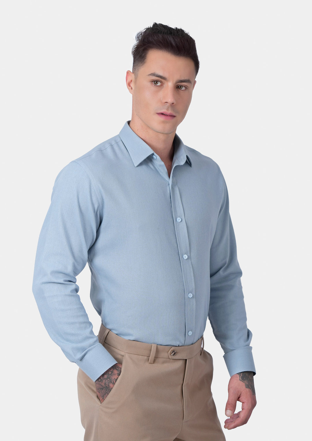 Maya Blue Linen Blend Shirt