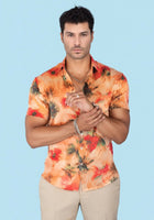 Sunset Poppy Silk Shirt - SARTORO902