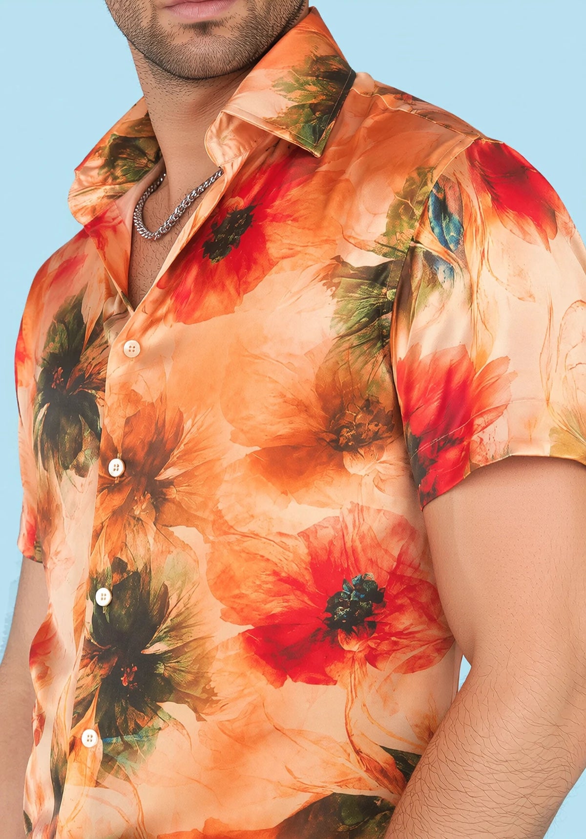 Sunset Poppy Silk Shirt - SARTORO944