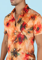Sunset Poppy Silk Shirt - SARTORO570