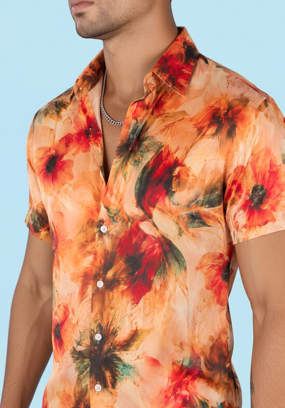 Sunset Poppy Silk Shirt - SARTORO268